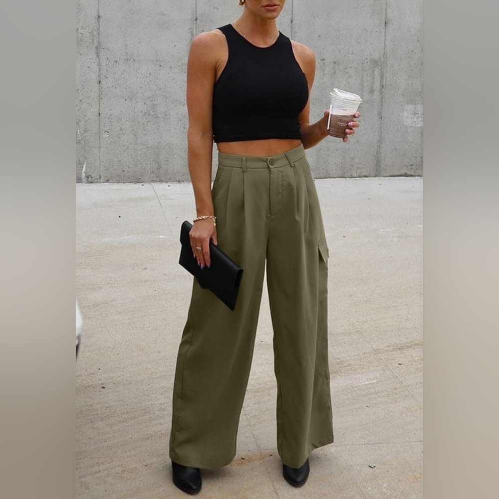 Dokotoo Womens High Waisted Wide Leg Cargo Pants
